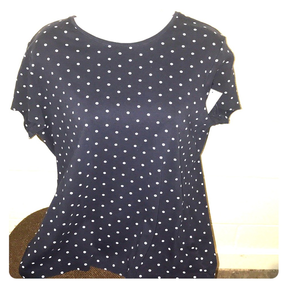 Croft and Barrow polka dot blue and white L
